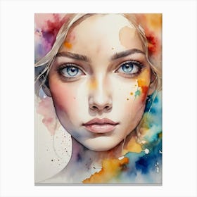 Watercolor Of A Girl Canvas Print