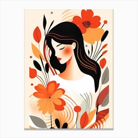 Illustration Of A Woman With Flowers Canvas Print