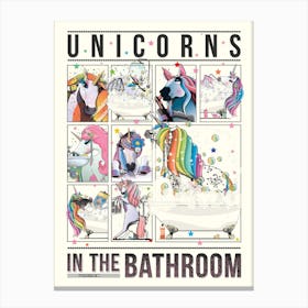 Unicorns In The Bathroom Canvas Print