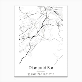 Diamond Bar,United States Minimalist Map 1 Canvas Print