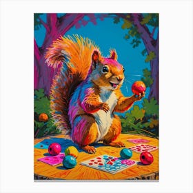 Squirrel With Easter Eggs Canvas Print
