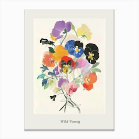 Wild Pansy 1 Collage Flower Bouquet Poster Canvas Print