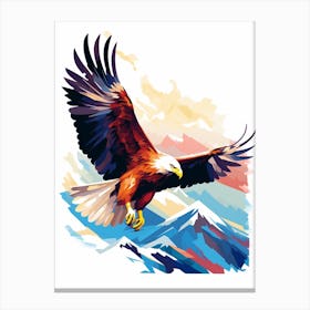 Colourful Geometric Bird Bald Eagle 1 Canvas Print