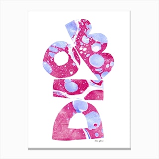 Marbling Pink Shapes Canvas Print