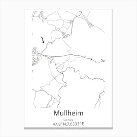 Mullheim,Germany Minimalist Map Canvas Print