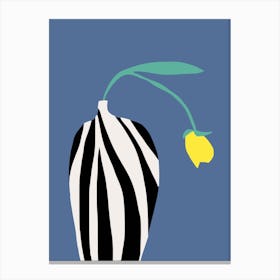 Tulip In Zebra Striped Vase Canvas Print