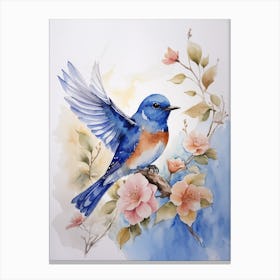 Blue Bird Watercolor Painting 1 Canvas Print