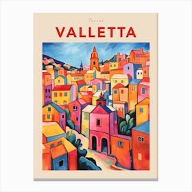 Valletta Malta Fauvist Travel Poster Canvas Print