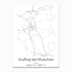 Grafing Bei Munchen,Germany Minimalist Map Canvas Print