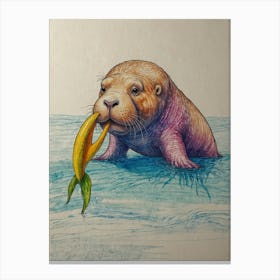 Walrus Eating Banana Canvas Print