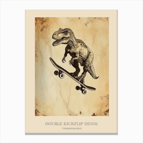 Tyrannosaurus Vintage Dinosaur Poster 1 Canvas Print