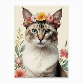 Balinese Javanese Cat With Flower Crown (24) Canvas Print