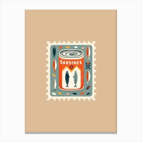 Sardines tin postage stamp Canvas Print