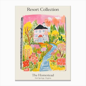 Poster Of The Homestead   Hot Springs, Virginia   Resort Collection Storybook Illustration 2 Canvas Print