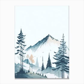 Mountain And Forest In Minimalist Watercolor Vertical Composition 56 Canvas Print