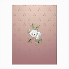 Vintage Lilac Hibiscus Flower Botanical on Dusty Pink Pattern n.2307 Canvas Print