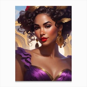 Pretty Woman in Purple & Red 2 Canvas Print