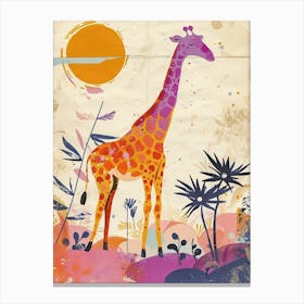 Giraffe In The Sun Storybook Watercolour Inspired 1 Canvas Print