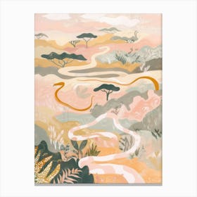 Snakes Pastels Jungle Illustration 1 Canvas Print