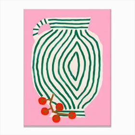 Jug With Cherries Canvas Print