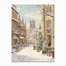 Vintage Winter Illustration Oxford United Kingdom 2 Canvas Print