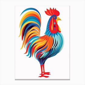 Colourful Geometric Bird Rooster 4 Canvas Print
