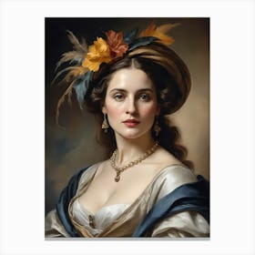 Elegant Classic Woman Portrait Painting (17) Canvas Print