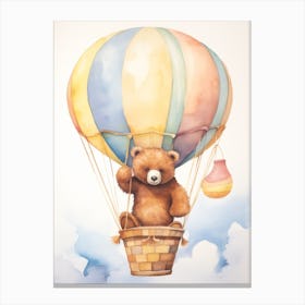 Baby Bear 3 In A Hot Air Balloon Canvas Print