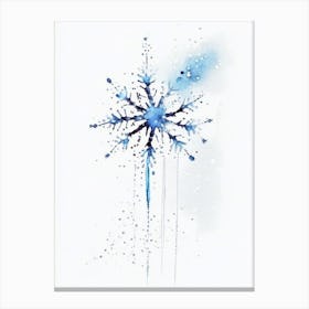 Needle, Snowflakes, Minimalist Watercolour 4 Canvas Print