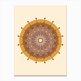 WA240003 - Golden Yellow and Maroon Mandala - Intricate Bohemian Art Design Canvas Print