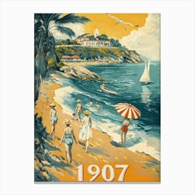 Aihrgdesign A Vintage Poster Of A Seaside Resort In 1907 With 44a9bee0 C30a 487a 9274 Fccf79c45baa 1 Canvas Print