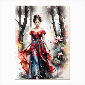 Chinese Woman In The Forest Canvas Print