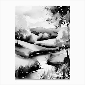 Black And White Landscape Painting 1 Canvas Print