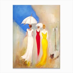 Three Women In Dresses Canvas Print