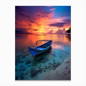 Gili Trawangan Beach Indonesia At Sunset, Vibrant Painting 1 Canvas Print