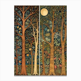 William Morris Style Moonlight In The Trees Canvas Print