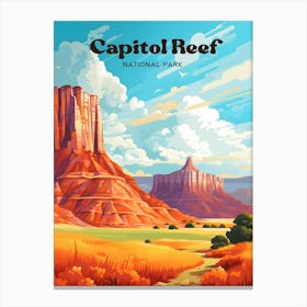 Capitol Reef National Park Utah Adventure Travel Illustration Canvas Print