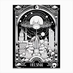 Helsinki, Finland, Tarot Card Travel  Line Art 2 Canvas Print