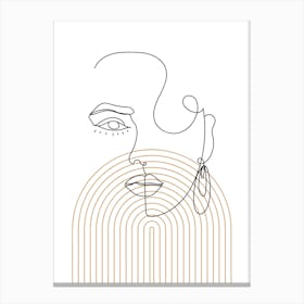 Abstract Simple Woemn Face Line Art Print Canvas Print