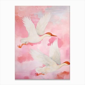 Pink Ethereal Bird Painting Duck 1 Canvas Print