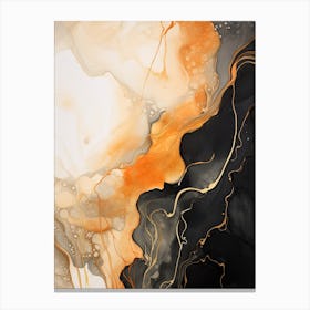 Black And Orange Flow Asbtract Painting 0 Canvas Print