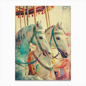 Carousel Horses Retro Photo 3 Canvas Print