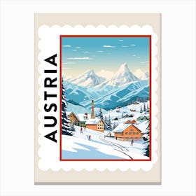 Retro Winter Stamp Poster Lech Austria Canvas Print
