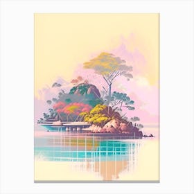 Komodo Island Indonesia Watercolour Pastel Tropical Destination Canvas Print