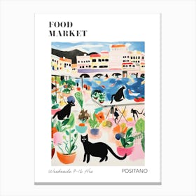 The Food Market In Positano 2 Illustration Poster Canvas Print