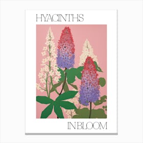 Hyacinths In Bloom Flowers Bold Illustration 1 Canvas Print