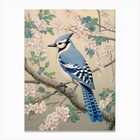 Ohara Koson Inspired Bird Painting Blue Jay 2 Canvas Print