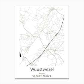 Wuustwezel,Belgium Minimalist Map Canvas Print