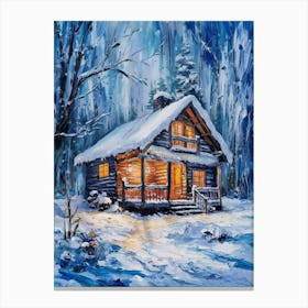 Winter Cabin In The Woods Canvas Print