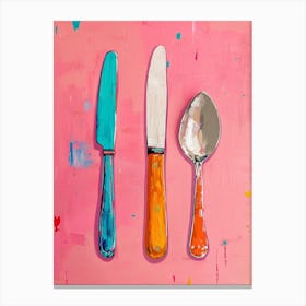 Kitsch Knife Fork Spoon Brushstrokes 1 Canvas Print